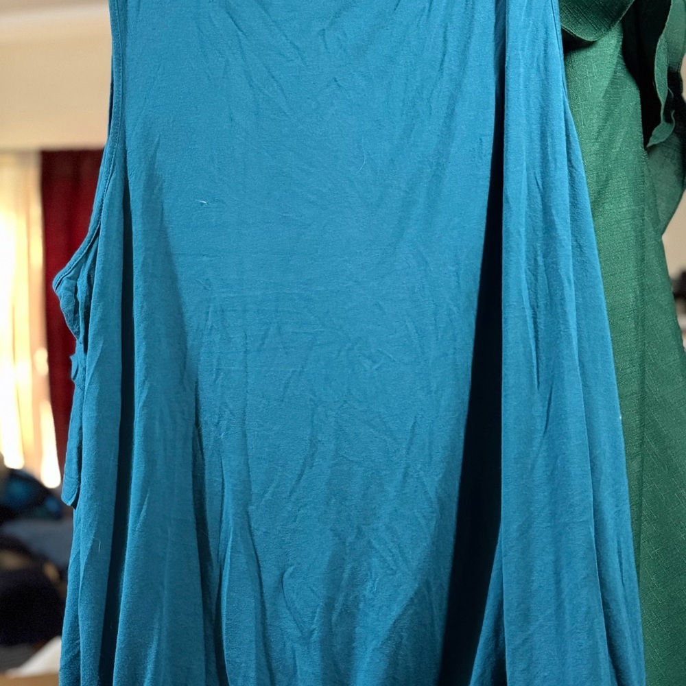 Leebe Teal Layered Ruffle Tank - Picture 3 of 6